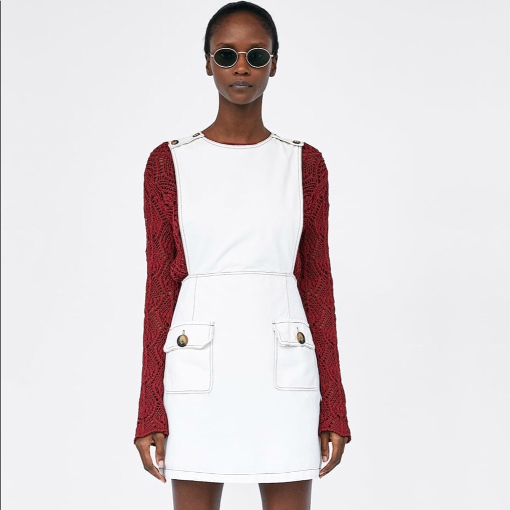 Zara Khaki Pinafore Dress